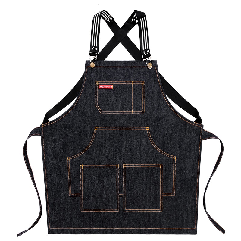 Unisex Blue / Black Denim Barista Apron