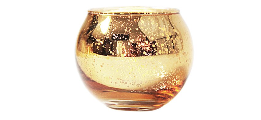 Set of Round Glass Candle Holders in Silver and Gold Set of Round Glass Candle Holders in Silver and Gold