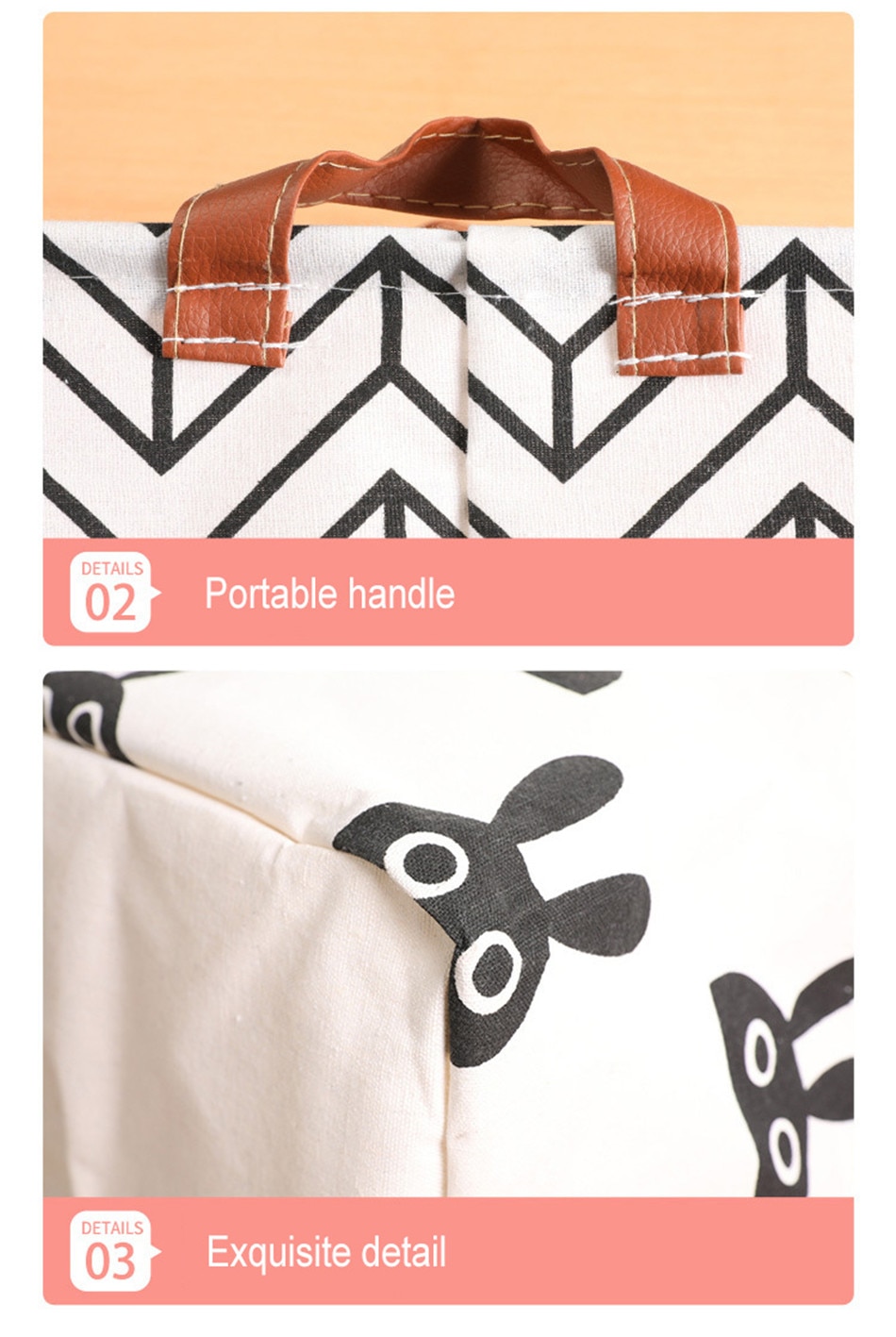 Floral and Animals Printed Square Foldable Laundry Storage Basket