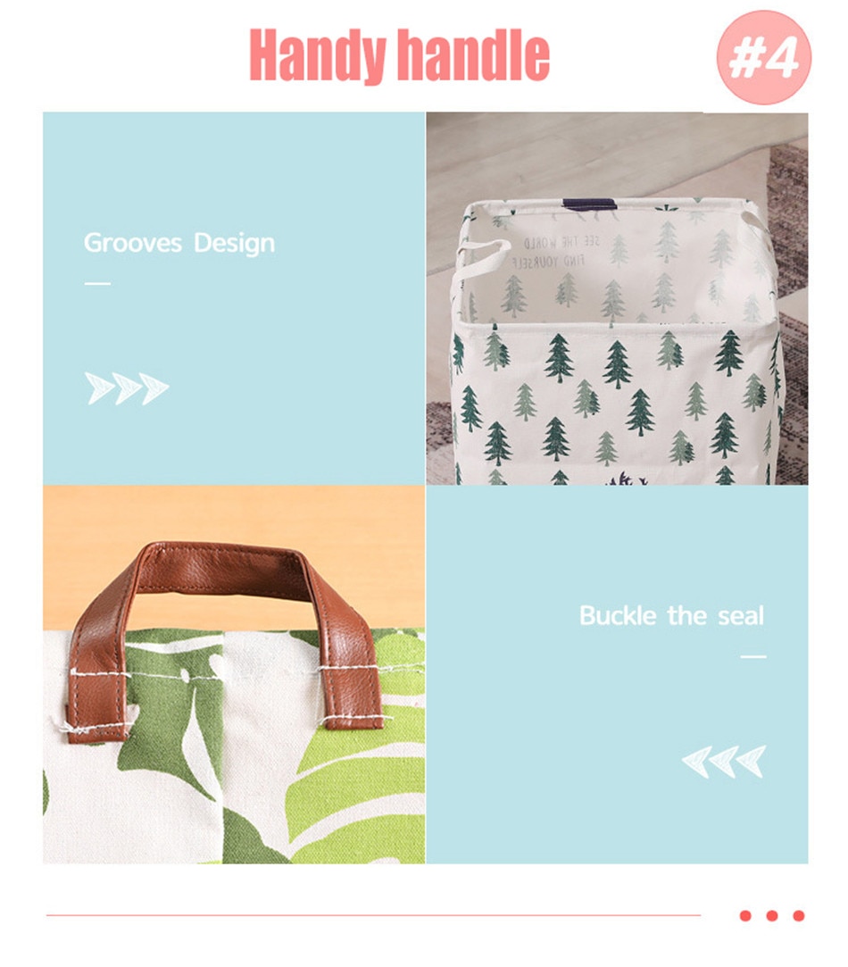 Floral and Animals Printed Square Foldable Laundry Storage Basket