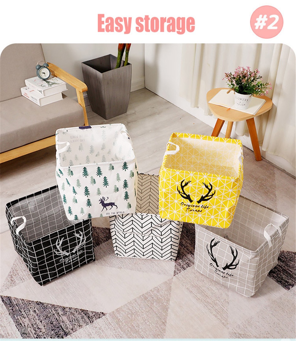 Floral and Animals Printed Square Foldable Laundry Storage Basket