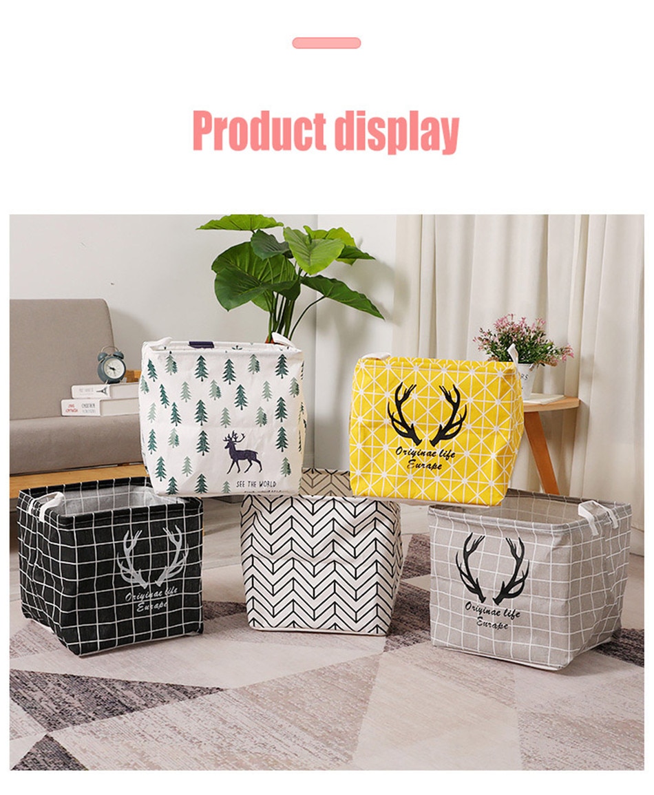 Floral and Animals Printed Square Foldable Laundry Storage Basket
