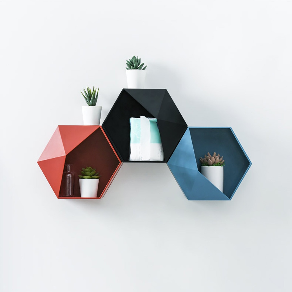 Wall Hanging Hexagon Shelf