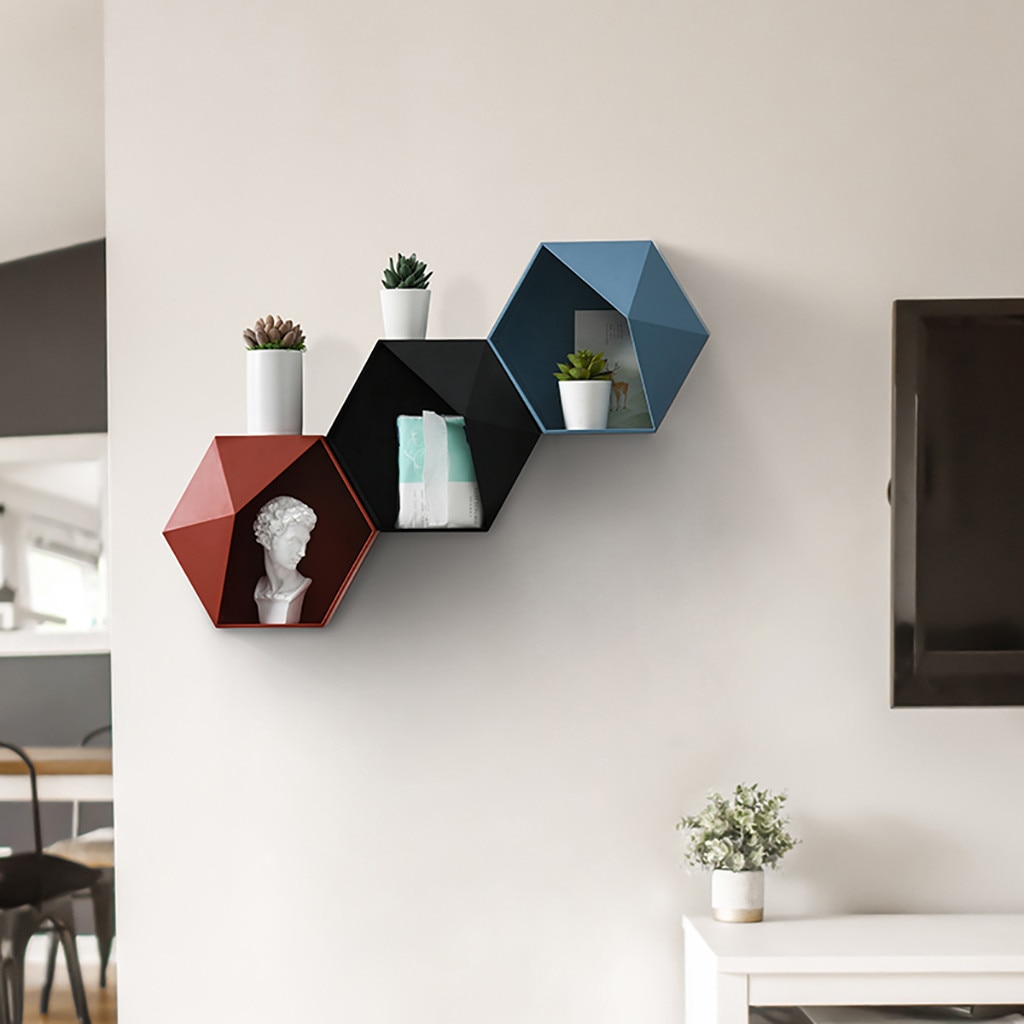 Wall Hanging Hexagon Shelf
