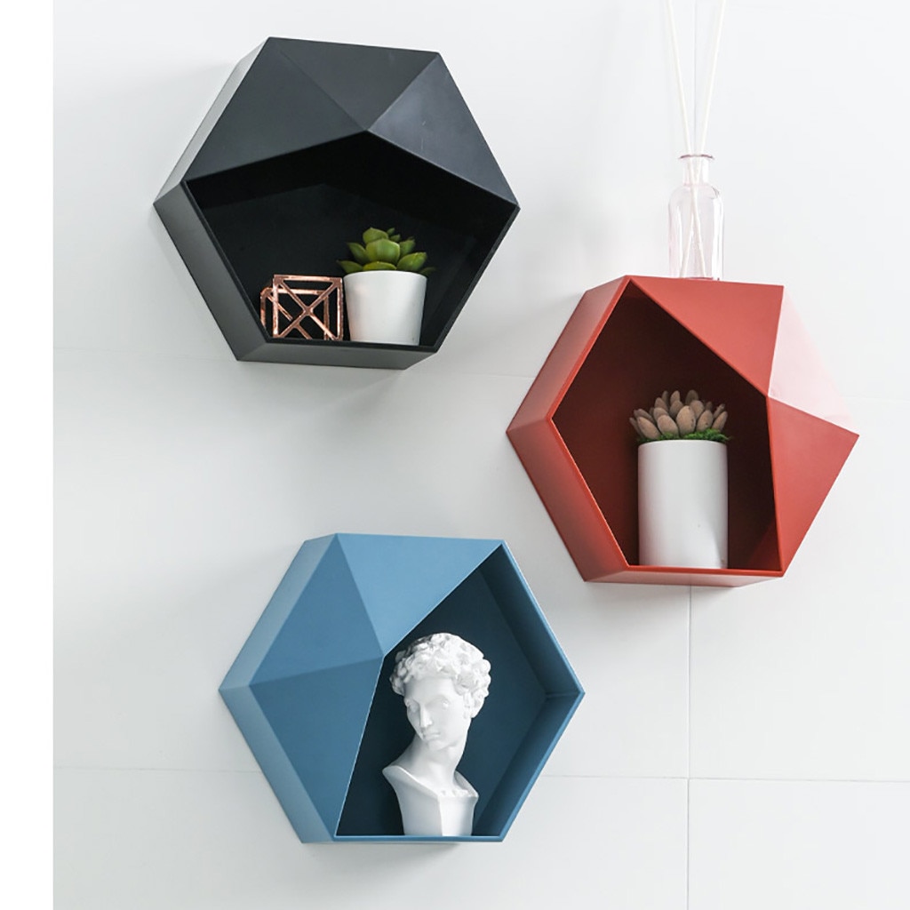 Wall Hanging Hexagon Shelf