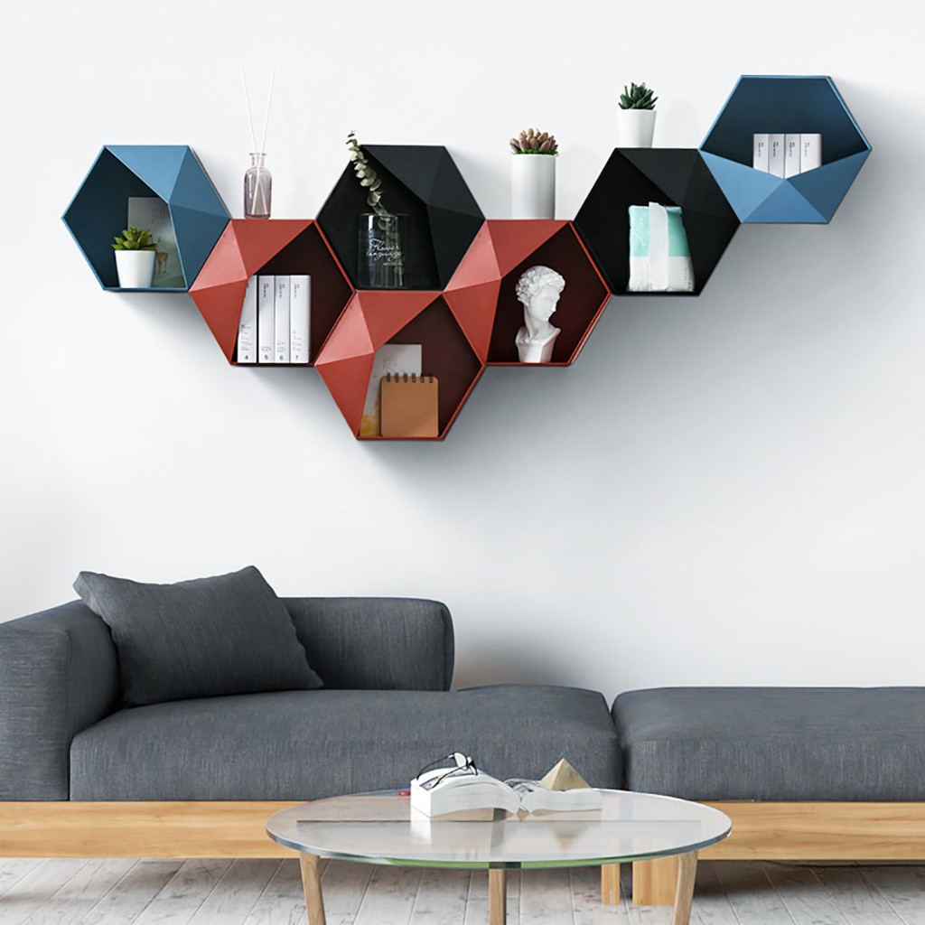 Wall Hanging Hexagon Shelf