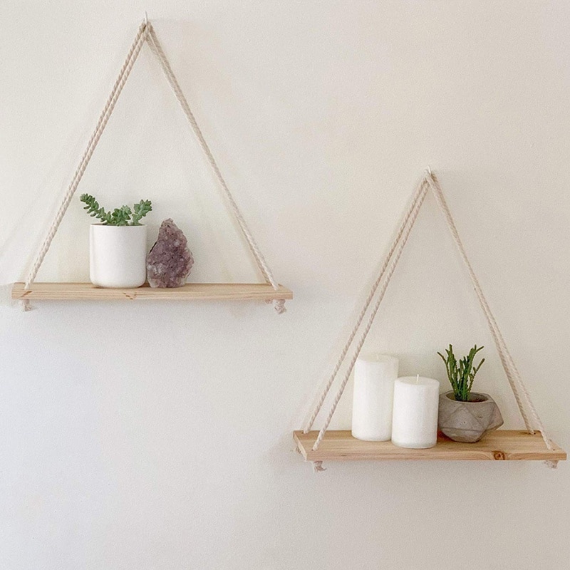 Wall Mounted Decorative Wood Shelf with Rope Wall Mounted Decorative Wood Shelf with Rope