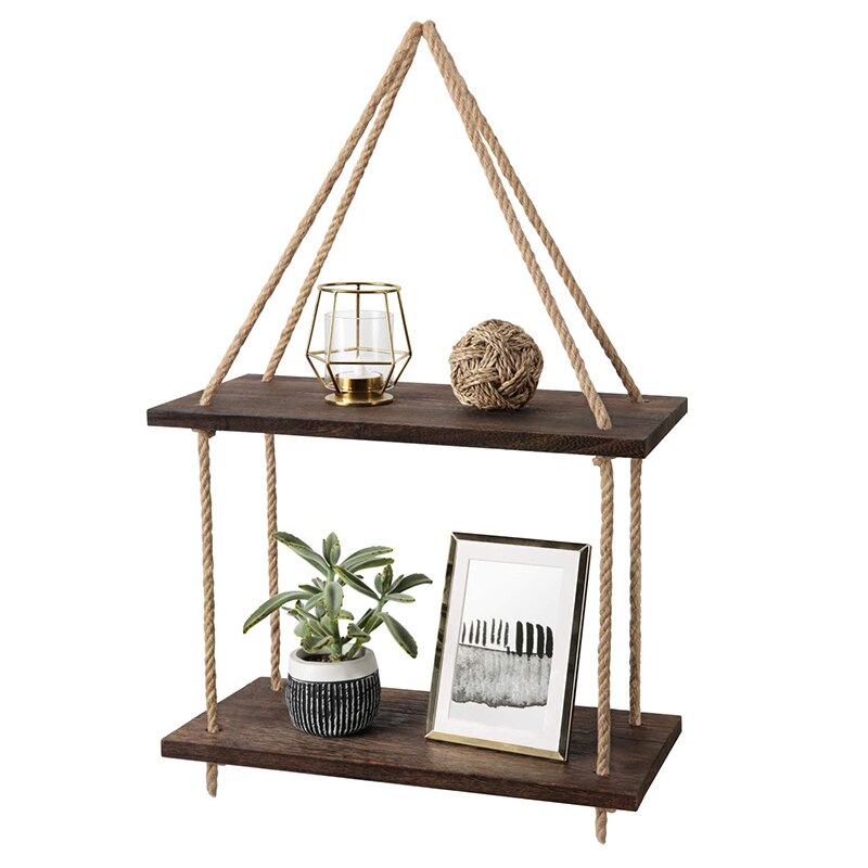 Wall Mounted Decorative Wood Shelf with Rope Wall Mounted Decorative Wood Shelf with Rope