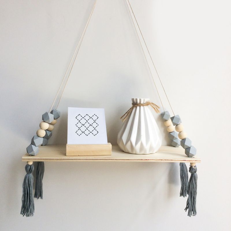 Wall Mounted Decorative Wood Shelf with Rope Wall Mounted Decorative Wood Shelf with Rope