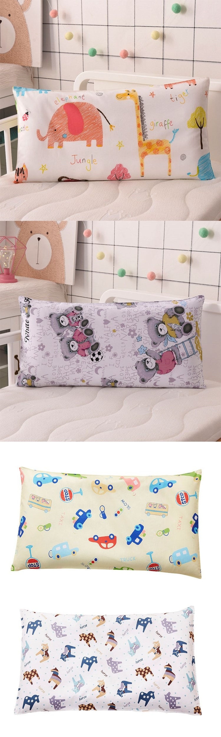 Kids Cartoon Printed Cotton Pillow