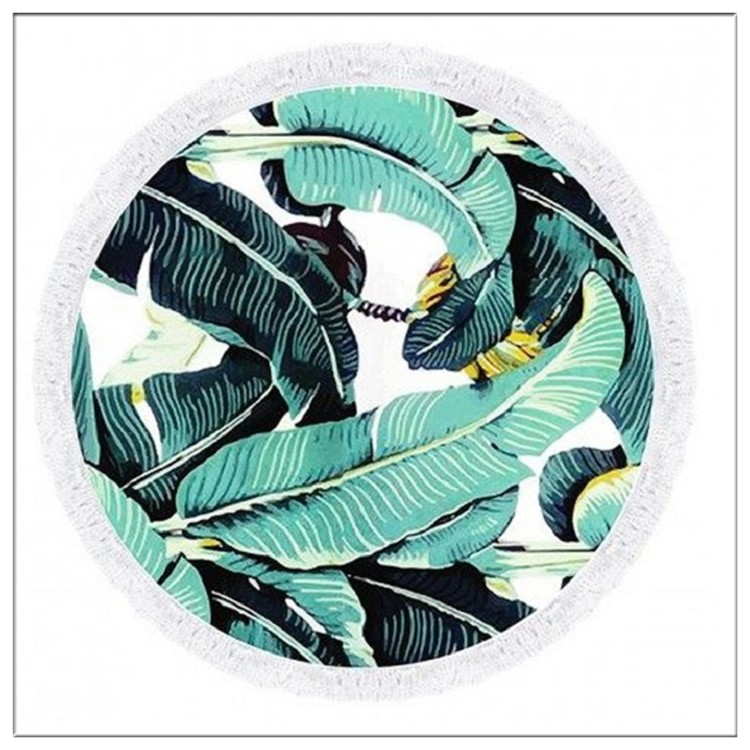Tropical Printed Round Yoga Blanket