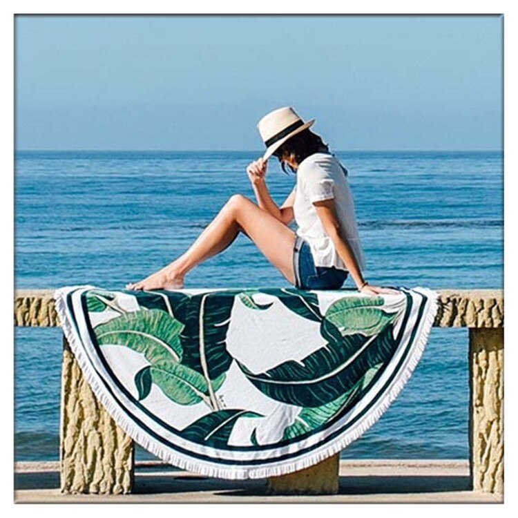 Tropical Printed Round Yoga Blanket