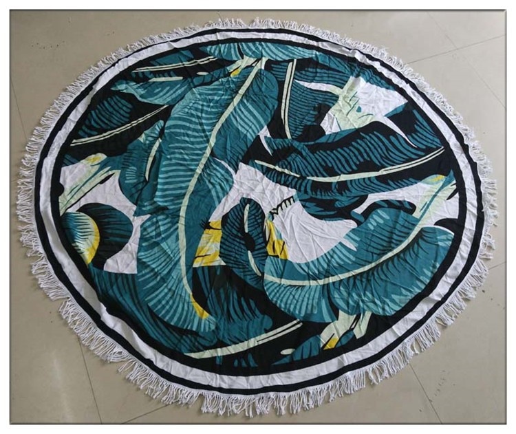 Tropical Printed Round Yoga Blanket