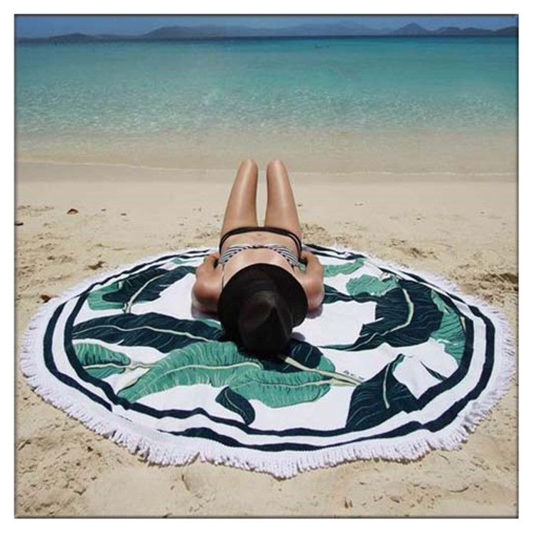 Tropical Printed Round Yoga Blanket