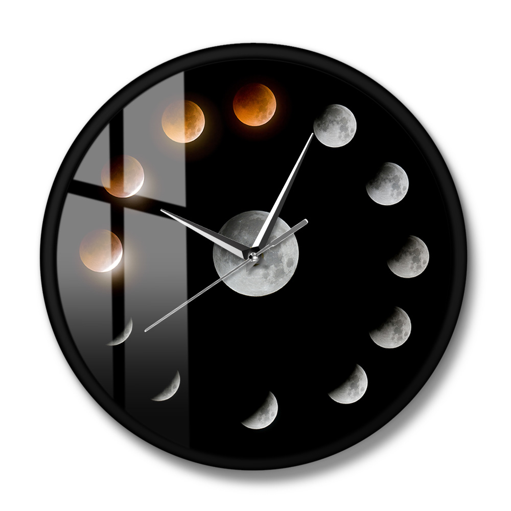 Wall Clock with Total Lunar Eclipse