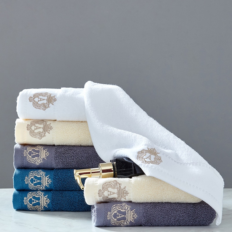 Solid Embroidered Cotton Towel