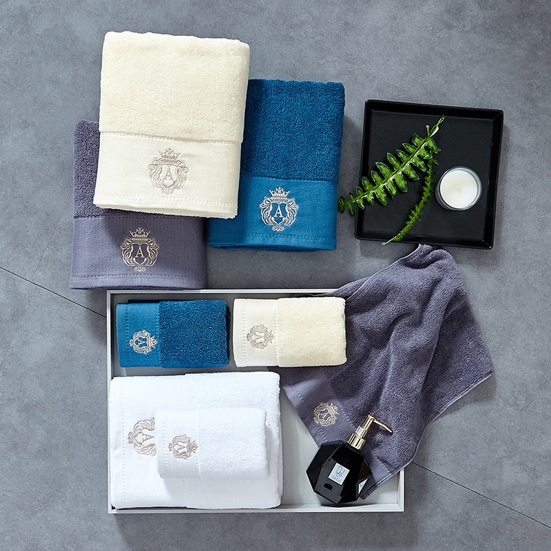 Solid Embroidered Cotton Towel