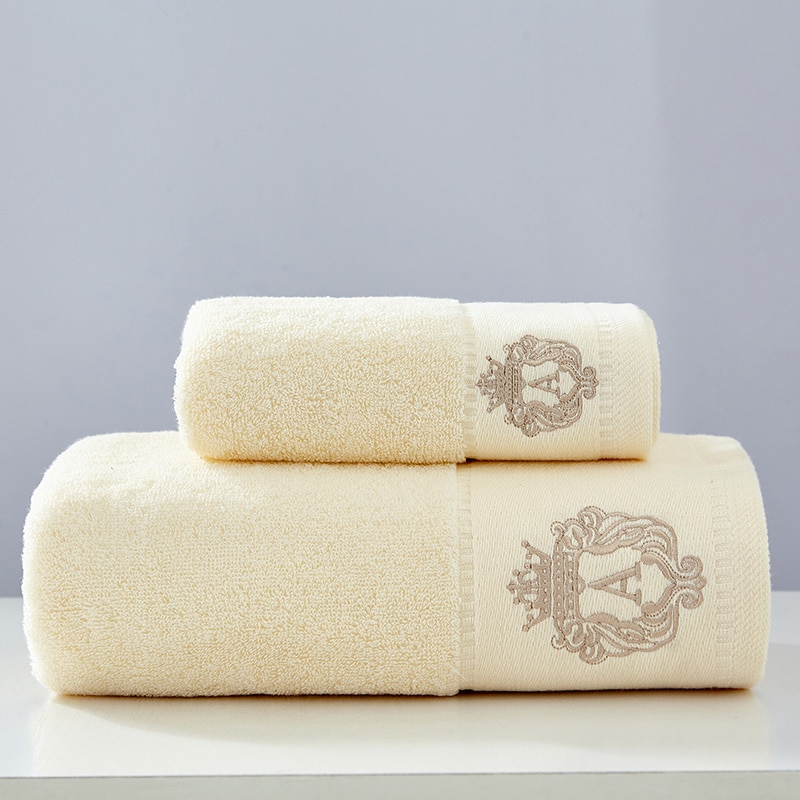 Solid Embroidered Cotton Towel