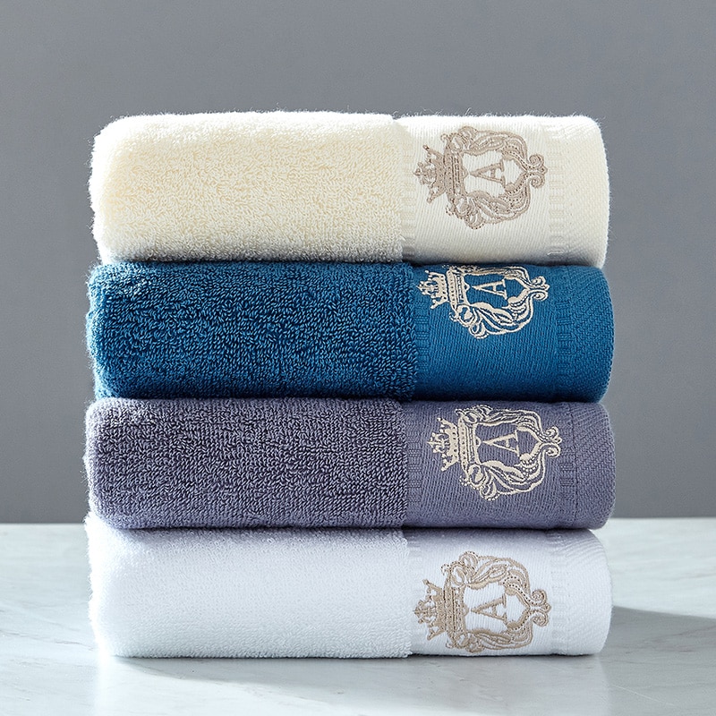 Solid Embroidered Cotton Towel