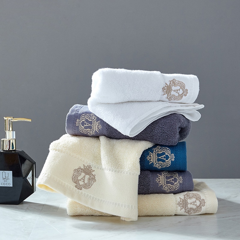 Solid Embroidered Cotton Towel