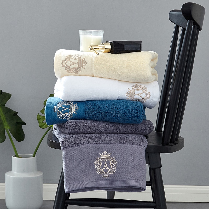 Solid Embroidered Cotton Towel