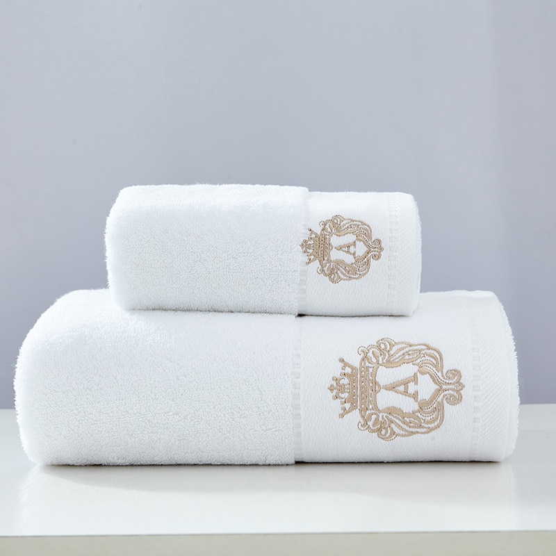 Solid Embroidered Cotton Towel