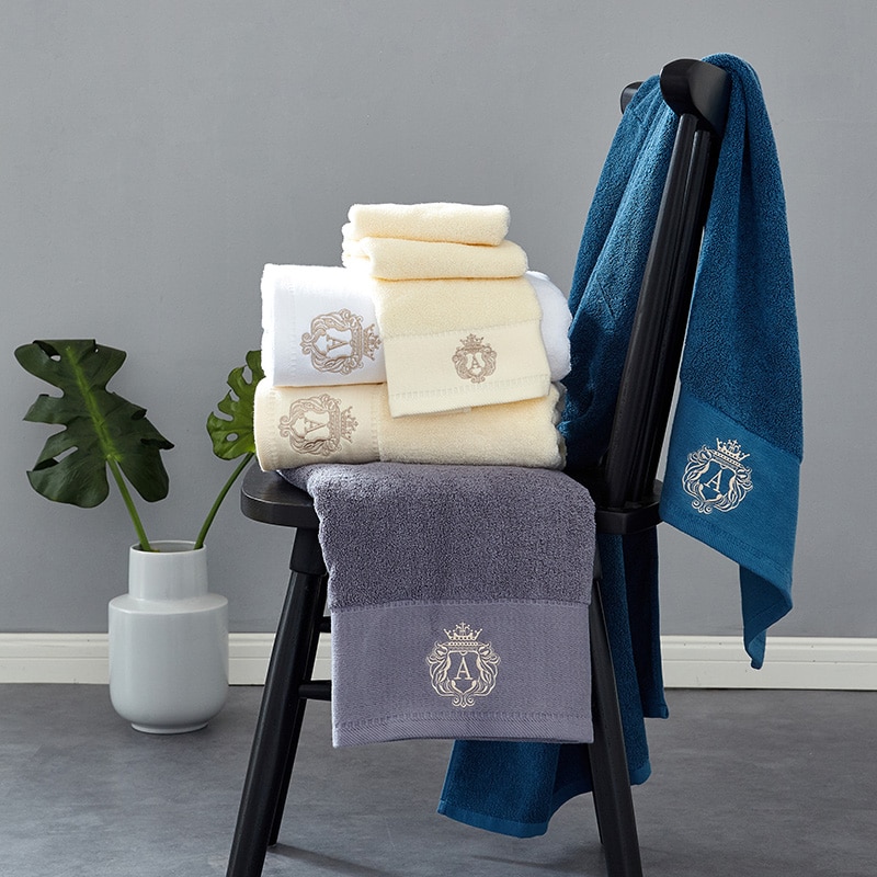 Solid Embroidered Cotton Towel