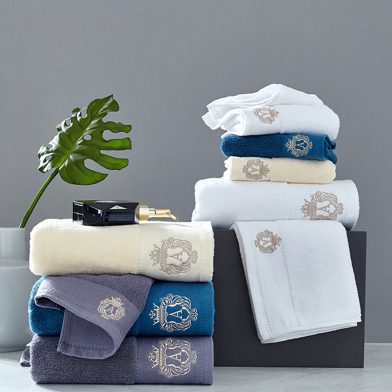 Solid Embroidered Cotton Towel