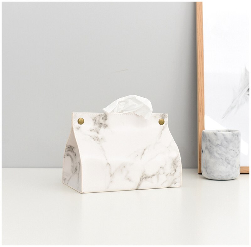 Marble Printed PU Leather Tissue Box Marble Printed PU Leather Tissue Box