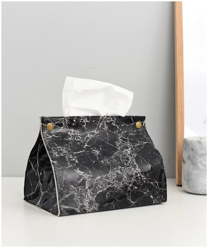 Marble Printed PU Leather Tissue Box Marble Printed PU Leather Tissue Box
