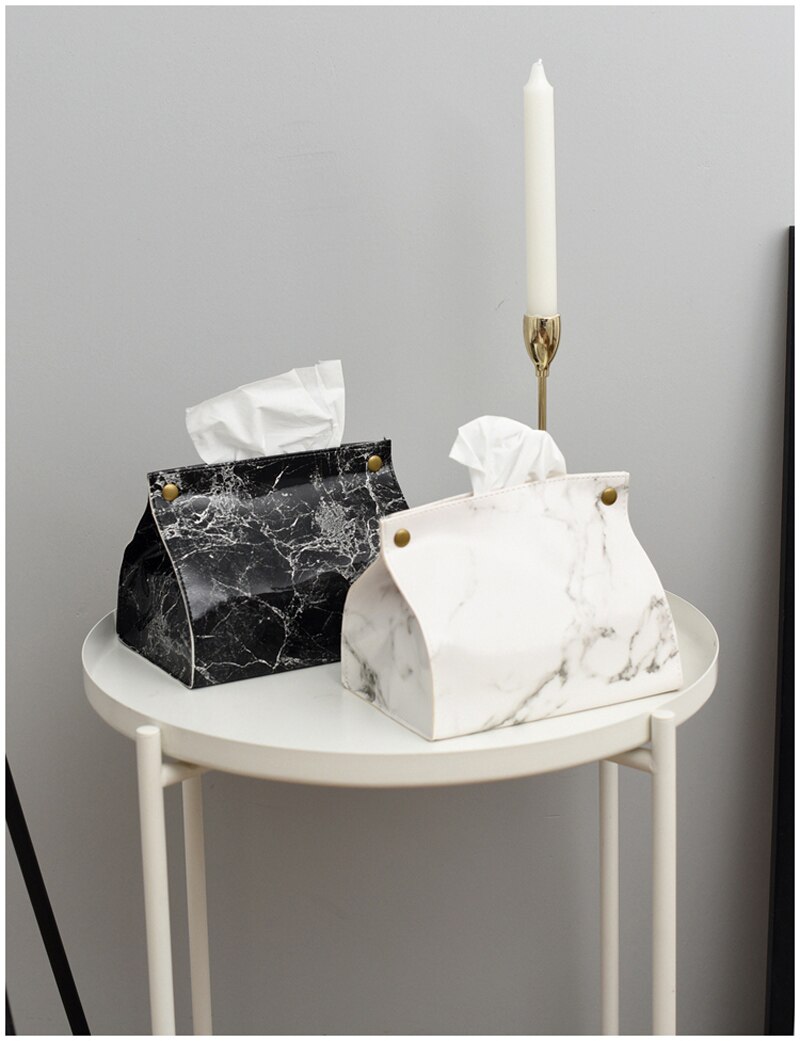 Marble Printed PU Leather Tissue Box Marble Printed PU Leather Tissue Box