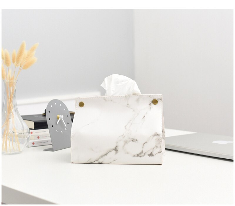 Marble Printed PU Leather Tissue Box Marble Printed PU Leather Tissue Box