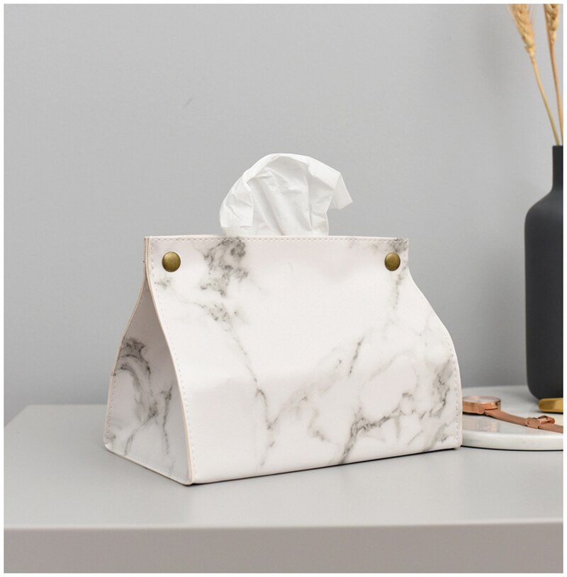 Marble Printed PU Leather Tissue Box Marble Printed PU Leather Tissue Box