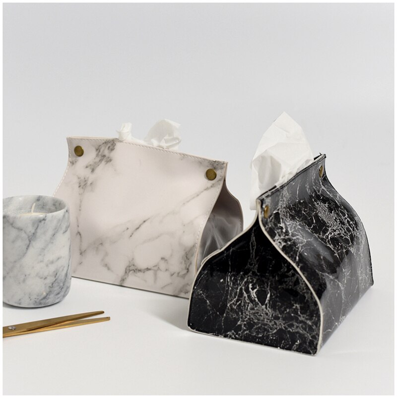 Marble Printed PU Leather Tissue Box Marble Printed PU Leather Tissue Box